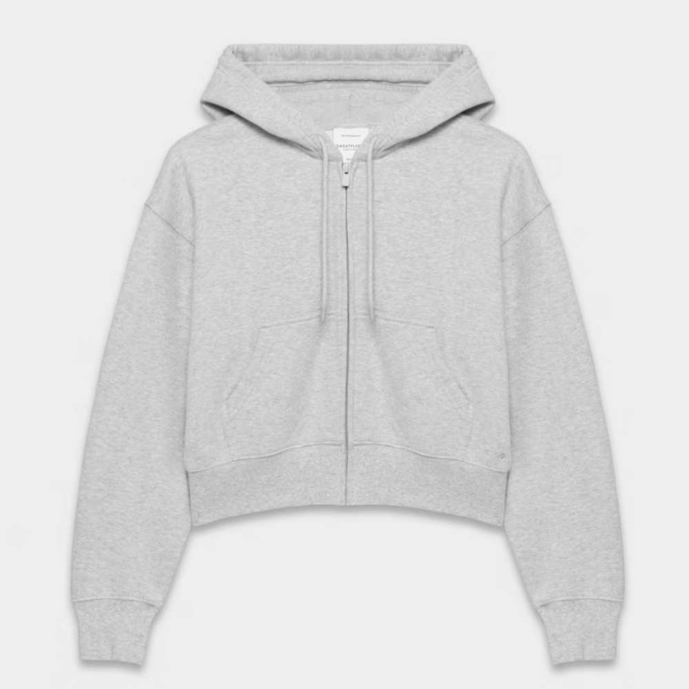 ARITZIA Cozy Sweatfleece Boyfriend Boxy Zip Hoodie Heather Chrome (Gray). Medium